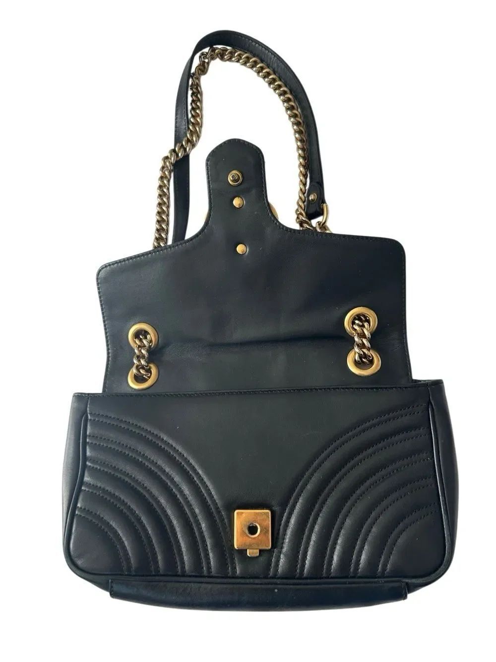 Gucci Marmont Black Quilted GG Chain Shoulder Bag - Picture 14 of 16